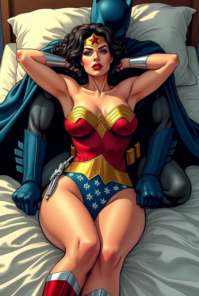 ((She's in outer space with robots)), (She's using stiletto high boots), (She's wearing lacy pantyhose)), ((WONDER WOMAN SUPERHEROINE ACROBATIC POSE)), ((cadela, vagabunda, prostituta, vadia)) She's sweaty all over her body. (She's screaming in terror), (She's terrified), (She's crying a lot), ((ela tem cabelo preto, ela tem cabelo longo)), ((Wearing a thick metal necklace around the neck )) She screams and begs for mercy, Ela cai no choro, Usando maquiagem pesada no rosto. (Your clothes are immoral, your clothes are indecent), (((Shibari))), (((rope bondage))), (((arms behind back))), (((Totalmente amarrado))), (((Fortemente contido com cordas))), (obra-prima, melhor qualidade) 1.5, 1girl, sozinho, (sexy, mulher bonita, rosto perfeito, olhos perfeitos), , corpo inteiro. ((She is immobilized and bound with her arms and legs open)). (((She is dragged through the streets, Exposta como objeto sexual, chorando e gritando)))