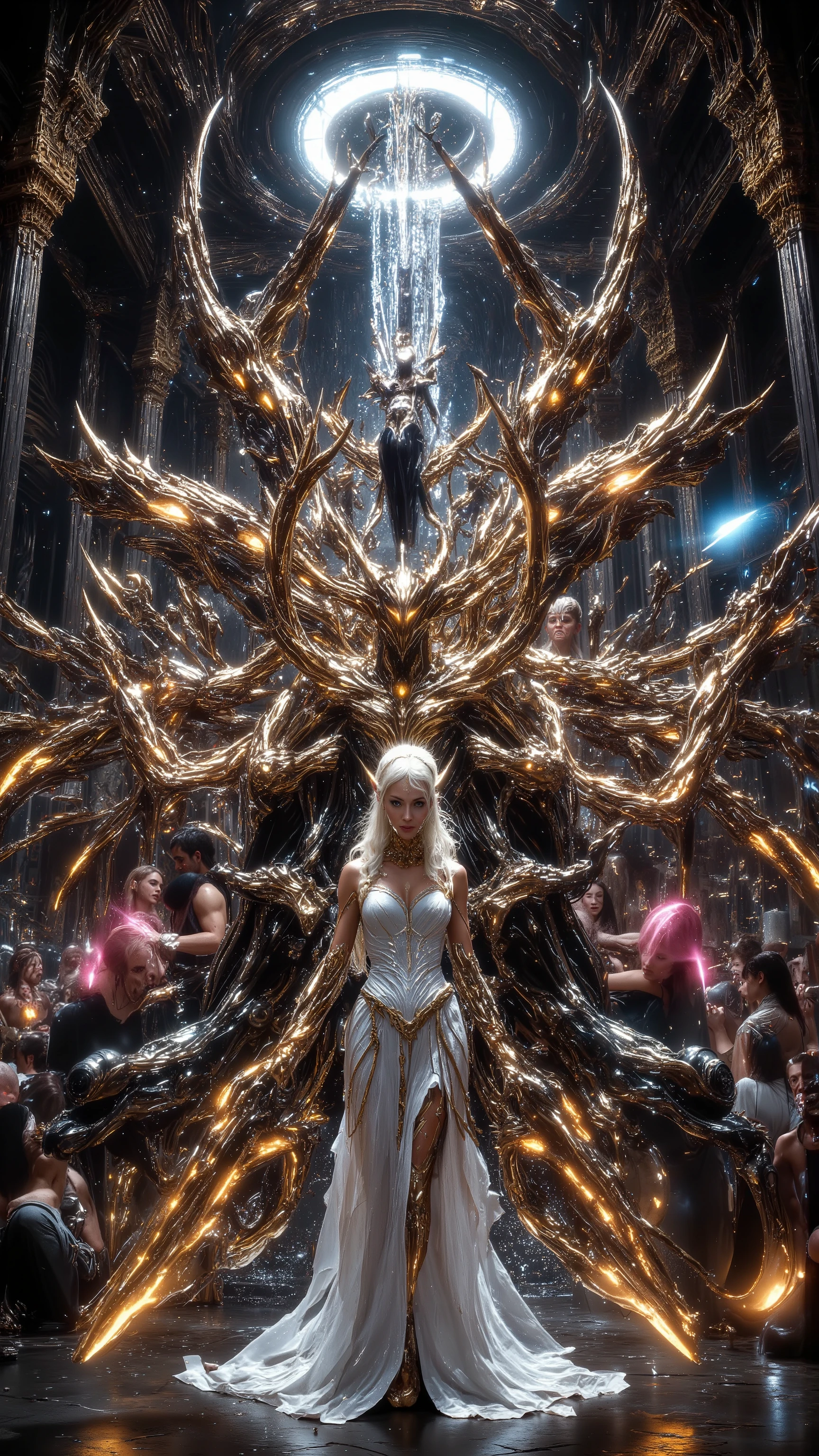 using a super visual effects engine to post-render , Super commercial giant movie , Super promotion version Beautiful giant poster 。 Master Composition 、 creative design layout 、 super long body and drastic changes curve 、by几何图形拼接诸多创意要素,by特种镜头多horn度拍摄、 multiple scenes , Clean Picture , bright color ,hdr,(Super real、 super detailed、Super complex,Super-sharp 、 Super Visual Effects Engine secondary rendering 、 super high quality output:1.8),(Concentrated computing power ,The ultimate use of screen space ,Using a unique and unique design ,by镜头语言隐喻、Metaphor 、, created a pair of :1.8),(超多花样赛博Fun饰品, Invisibly coding , makes the picture match 14 + review requirements :1.8)。{(byClassical Aesthetics 主义为基础, characters ,Carefully crafted,by宝石、Metal、Liquid silicone 3D printing,让horn色们的外观拥有超现实调整修正后的视觉效果与realism:1.8),, they always (And elegant、solemn、pride:1.6),by(Integrated 、 precise connection 、 seamless nesting 、 conceal mysteries, level-level sexual characteristics and extraordinary sexual tension :horn、tail、Tentacles、Wings、Feather、scale、nail、hoof、Anti-Joint 、Prosthetics、fur、Chitin 、Pattern、Tattoo、, made a gorgeous appearance :2),(, a mini and cute dexterous flower fairy goblin :1.6),她们常驻咖位主horn群像:(Integrated 完美融合精密嵌套无缝衔接的神话赛博生化雌性半人马,Half man, half horse, half man, half horse :1.8)、( The enchanting Elder Kraken :1.6) The Mermaid Queen 、( the mythical Sphinx cat lady:1.6)housekeeper、( :1.6) The Phoenix Witch ,( and later rendered :1.6)Ranger Scout 、(charm四射的粉红色魅魔:1.6) The dance troubadour ,( More than five females :1.6)福瑞horn色。 They all have : Super long and beautiful body ,Real skin、 Muscle texture and texture ,Classical Aesthetics 、 Physiological perfection、Ergonomic structure 、 high-tech medical beauty 、 the world's top cosplay 、( Conceals mysterious, masterful sexual characteristics and extraordinary sexual tension :1.6)、Abundant collagen 、 ultra-low body fat percentage 、 golden ratio figure、 multiple complex topography 、 extra long legs 、 butterfly inside 、( Super-Narrow Ribs and Waist :1.4)、Beauty、Colorful、 Blonde 、Tear mole、 Monster level sexual characteristics 、, including the Succubus Dancer with an extraordinary sexual tension }。史诗级的宏大制片场景内包含多种horn色和职业服化道,( Ancient Egyptian mythology Sphinx cat lady :1.6),horn色体态呈现出多种高超技艺设计动作,, perfectly blends sophisticated nesting and seamlessly connected cyber-biochemical women , that transcends the limits of reality 、 seamlessly nested with mythological and legendary monster characteristics , and , multi-style architecture , Xia Guang Rui Meng , Piano, chess, calligraphy and painting ,The Legend of Baosha 。shineFire水晶脚环,charm,超级Dynamic,Smooth movement , Elegant Posture , long whip put away , Illusory Aura ,Chic,Dynamic,New Chinese ornate costume ,solemn感与妩媚反差萌。 partner combination 、interactive、Innocence、shine、 multiple color light 、Fire、 ultimate color control 、Soft 、Ancient、 The Succubus dancer with a grand mood 、Fun、 surrealism、Shadow God Map 、、 inspirational idea 、realism、 plot screen 、Prize-winning entries 、 ergonomic creations 。(被虚化的星空中超极巨构体logo上shine光芒的古老符文:1.6)。<centaur concept>,。