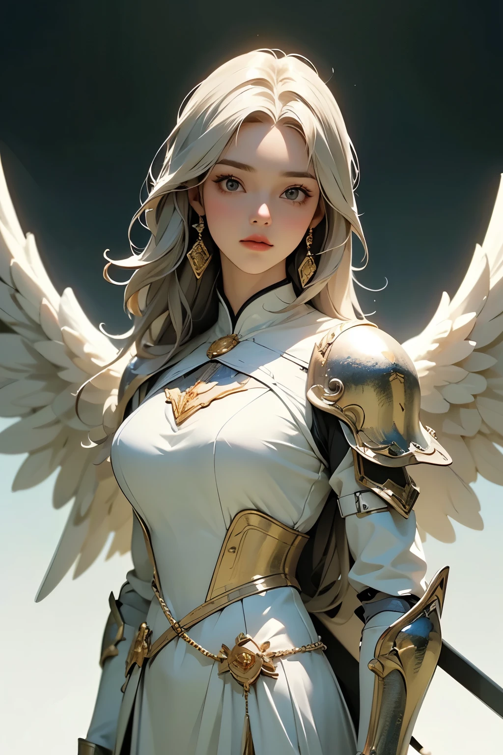 (A young female angel in armor :1.2)、(The figure of a knight、He wears armor, carries a sword, and has a spear and shield:1.2) 、Pure white porcelain figurine 、 (whole body)、 detailed face, detailed skin, beautiful hair、 Delicately Decorated and Delicate , Colorful painting ., This piece evokes an age of elegance .... To preserve this figure's intricate detail and timeless appeal、 Please ensure high quality capture . Perfect craftsmanship,
very detailed , Atmospheric Hars , film grain , movie stills, shallow depth of field , ( top quality 、 high resolution、 Masterpiece)、8k、 wallpaper、break ( Use a plain background :1.2)、( White background ;1.2)、