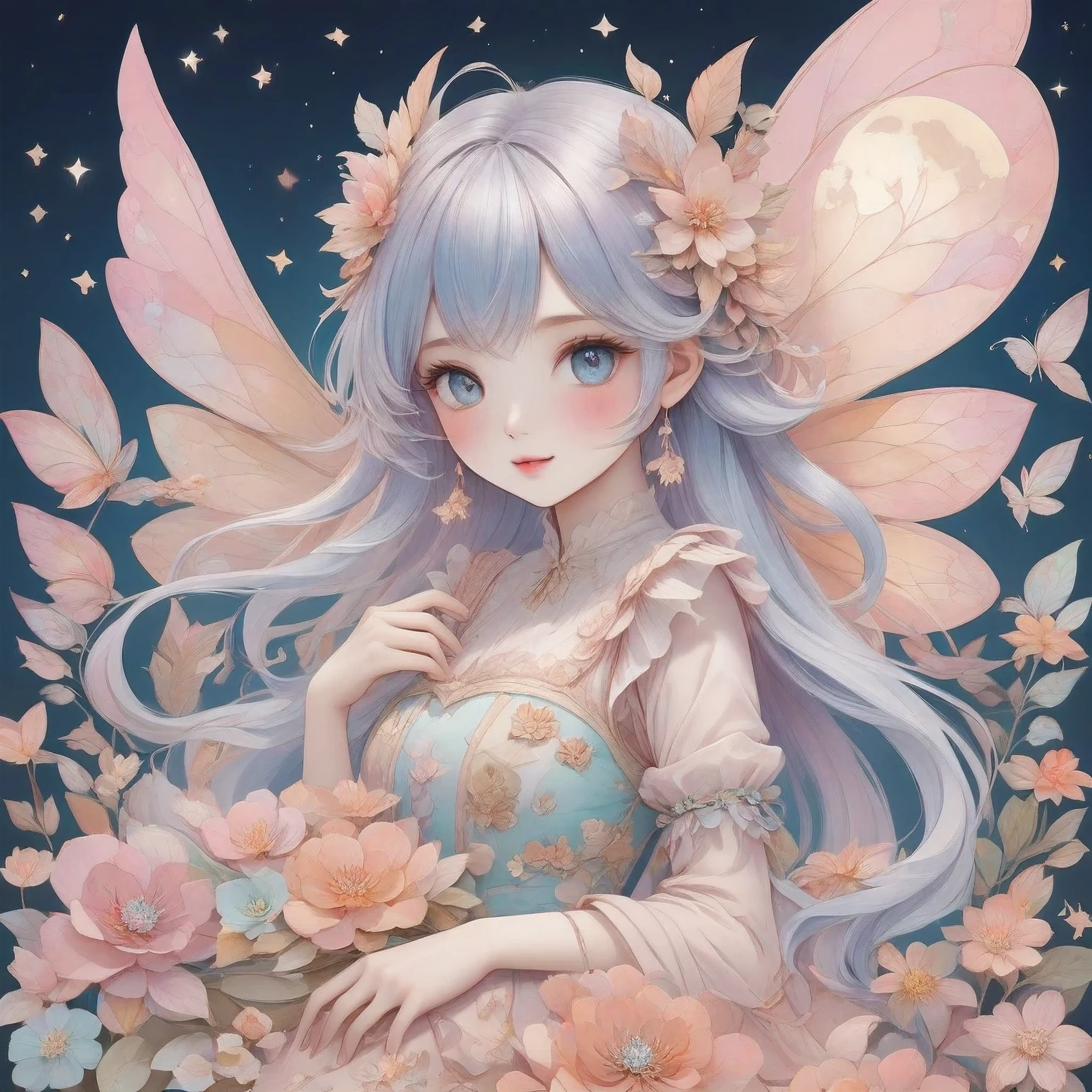 best quality、Popup、 pastel、とても cute、Patchwork、 cute、、、Ultra delicate、 beautiful、、fairy tale、 cuteドレスを着た小さな女の子