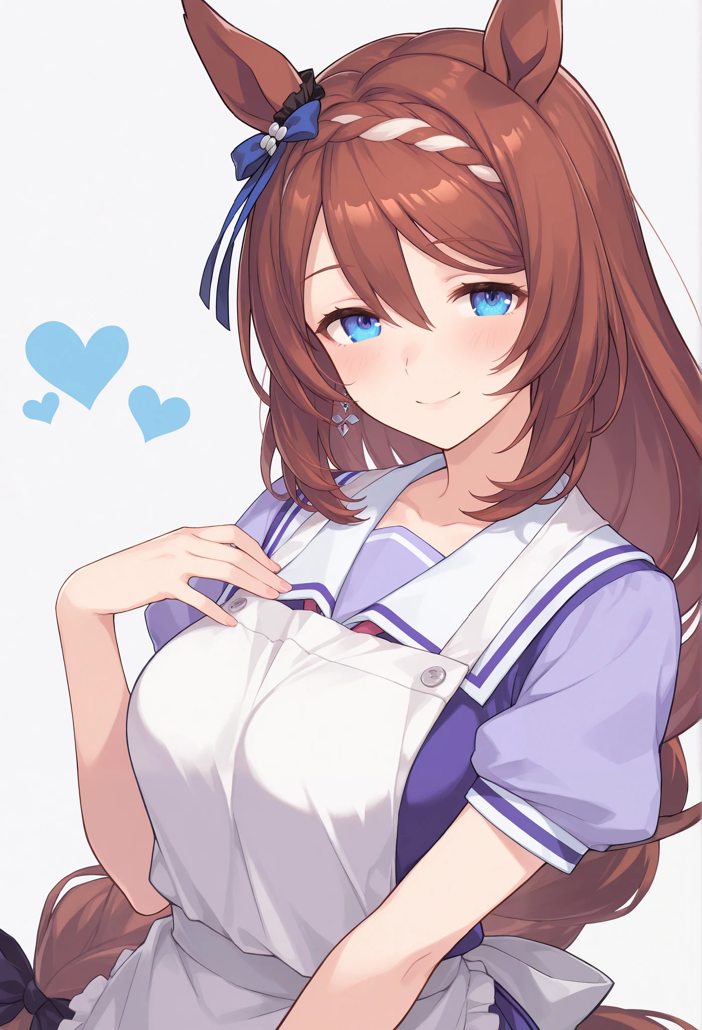 {{{Racecourse:1.6}}} {{{ 【 focusing on upper body :1.5}}},( high resolution),( high resolution), ( Unity 8K Wallpaper),( detailed image ), {{{Type Moon :1.7}}},((draw:1.5)), Super Creek \{{{Uma Musume\}}}, ,{Right earring },{ seductive smile} \( umamusume\),
,{{{ apron}}} {{{wearing a school uniform with an apron over it}}}