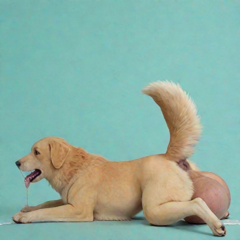dog huge oviposition, penis, best quality, realistic, cute, rear view