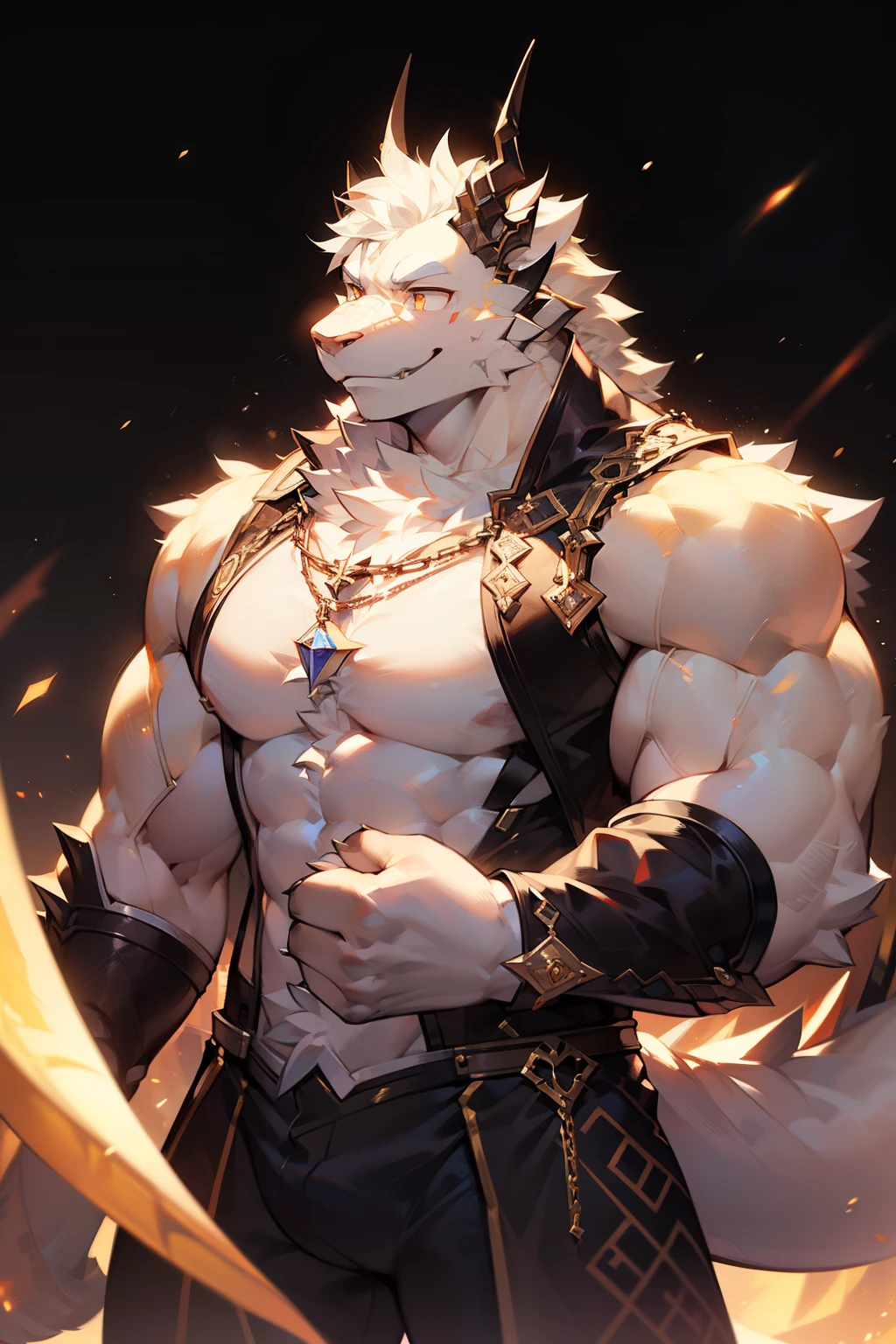 Wolf Beastman Muscular wrist set Expressionless Big Boobs knight male