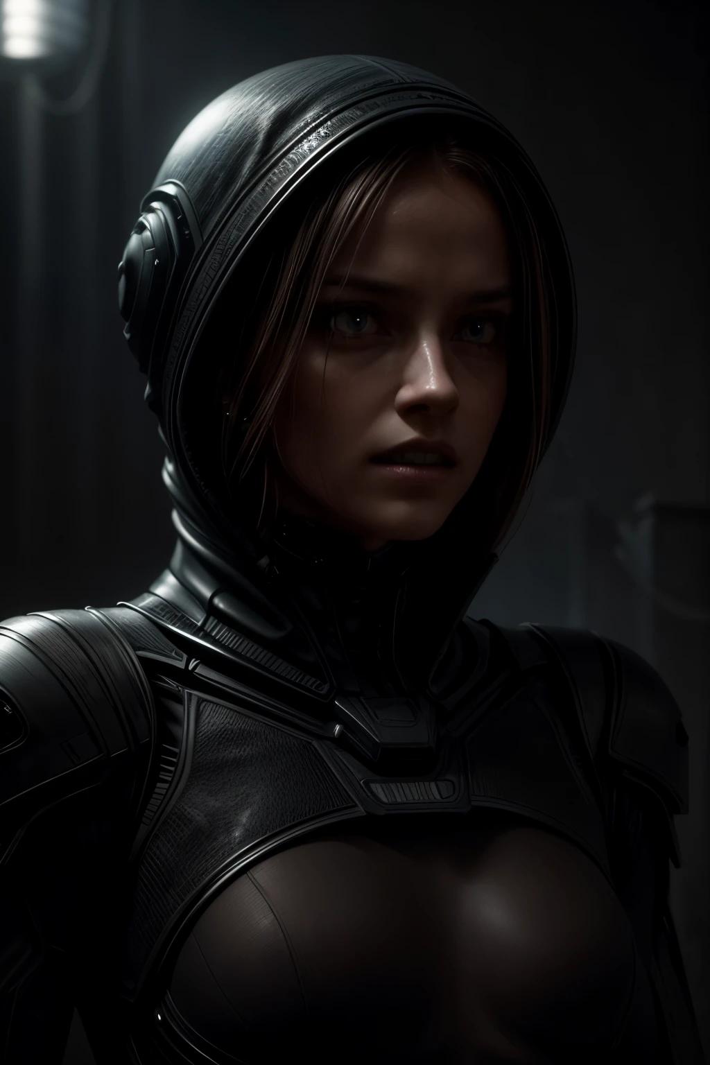 a highly detailed digital illustration,  aliens humanoid, hyperrealistic, intricate details, cinematic lighting, dramatic composition, dystopian sci-fi, dark moody atmosphere, cold color palette, glowing eyes, sharp teeth, pale skin, strange anatomy, floating in space, alien technology, futuristic environment, dramatic camera angle, cinematic style, masterpiece, 8k, photorealistic, (best quality:1.2), (realistic:1.37)