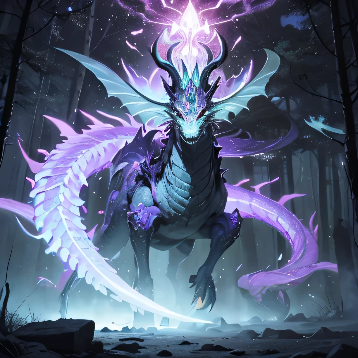 Green Chinese dragon: celestial eldritch coiled to strike,dark fantasy, dark atmosphere, eldritch horrors falling from sky, dark purple moonlit sky, fisheye lens, angle from front, masterpiece, corrupted celestial energy, looking at viewer, piercing death gaze, enraged face:psychotic, glowing celestial eyes, 1dragon=1.5, ((celestial feathers falling from sky)), ((bioluminescent))