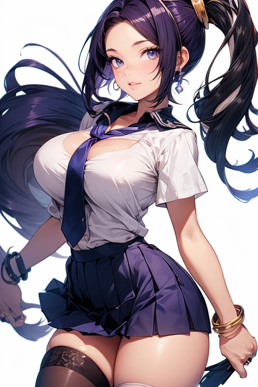 masterpiece, high definition, best quality, rendered art, well formed hands, fingers and body, 1 woman, solo, Raiden Shogun, adult, grown up, wearing Sailor Moon's outfit, big breasted, cleavage, full body, sexy sailor senshi uniform, short blue skirt, red boots, gorgeous hips, legs and thighs, white elbow gloves, sailor collar, tiara, earrings, fighting in a combat match, showing her fighting skills, making her guard, about to hit the viewer, looking at the viewer, panties peeking, sweating, bouncing breasts, smiling joyfully and brightly, being confident and proud, action and fighting scene, martial arts arena with beach environment