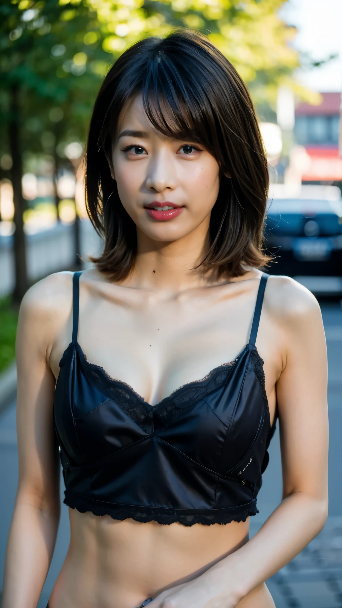 NSFW, ((highest quality)), ((8K)), ((masterpiece:1.3)), (perfect look), (photorealism:1.6), (walking woman), (Japanese woman shopping), (A shopping mall where many people go), clear background, japanese woman, 47 years old, ((Realistic skin texture)), (Fine wrinkles throughout the skin: 1.3), (Dull skin: 1.1), (Skin without moisture: 1.2) , (Wrinkles on the face: 0.9), (Wrinkles on the corners of the eyes: 1.2), Double eyelids, tear bags on the lower eyelids, (Crying moles: 0.9), The eyes are looking here, serious gaze, (Dimples: 1.2), red lips, (short bangs: 1.2), short hair, Long hair with curls at the tips, (hair falls over ears), smiling with the corners of the mouth raised, soft fabric blouse, wide sleeves, Cuffs that fit your wrist, long skirt, barefoot, hair fluttering in the wind, small breasts, (whole body), low angle,