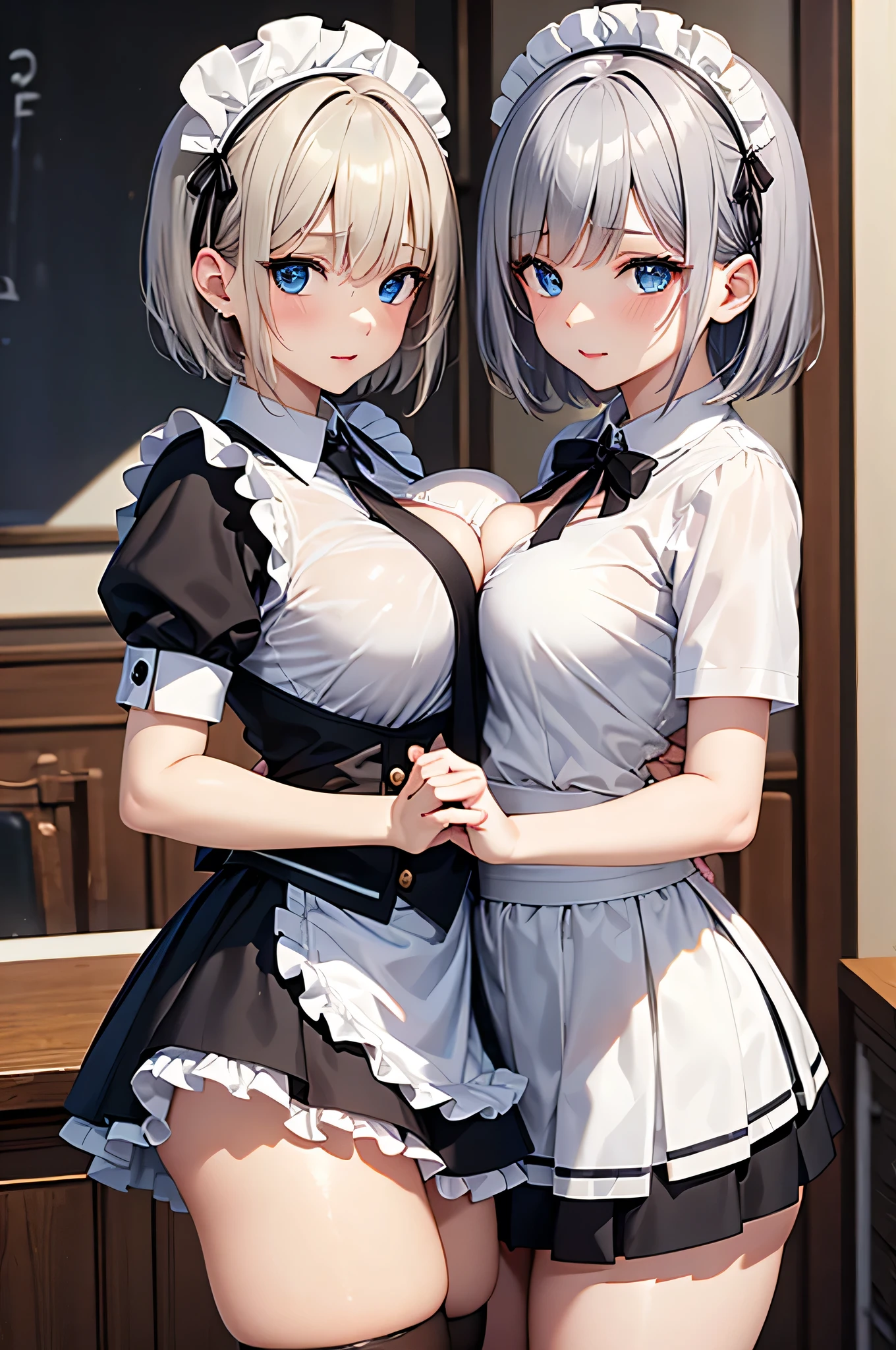 NSFW,maid:1.5,topless,tongue-out,matured,masutepiece,Best Quality,Cute models in Japan, Random Casual Hairstyles,Blue eyes,topless:1.5 ,Pubic hair:1.5 ,,Standing:1.5,Huge breasts:1.3,see-through cameltoe,masterpeace, Best Quality, high resolucion, 1girl,Side ponytail, maid headdress, big breasts,mole on breast,Cowboy shot, laughing, sighing,2D:1.3