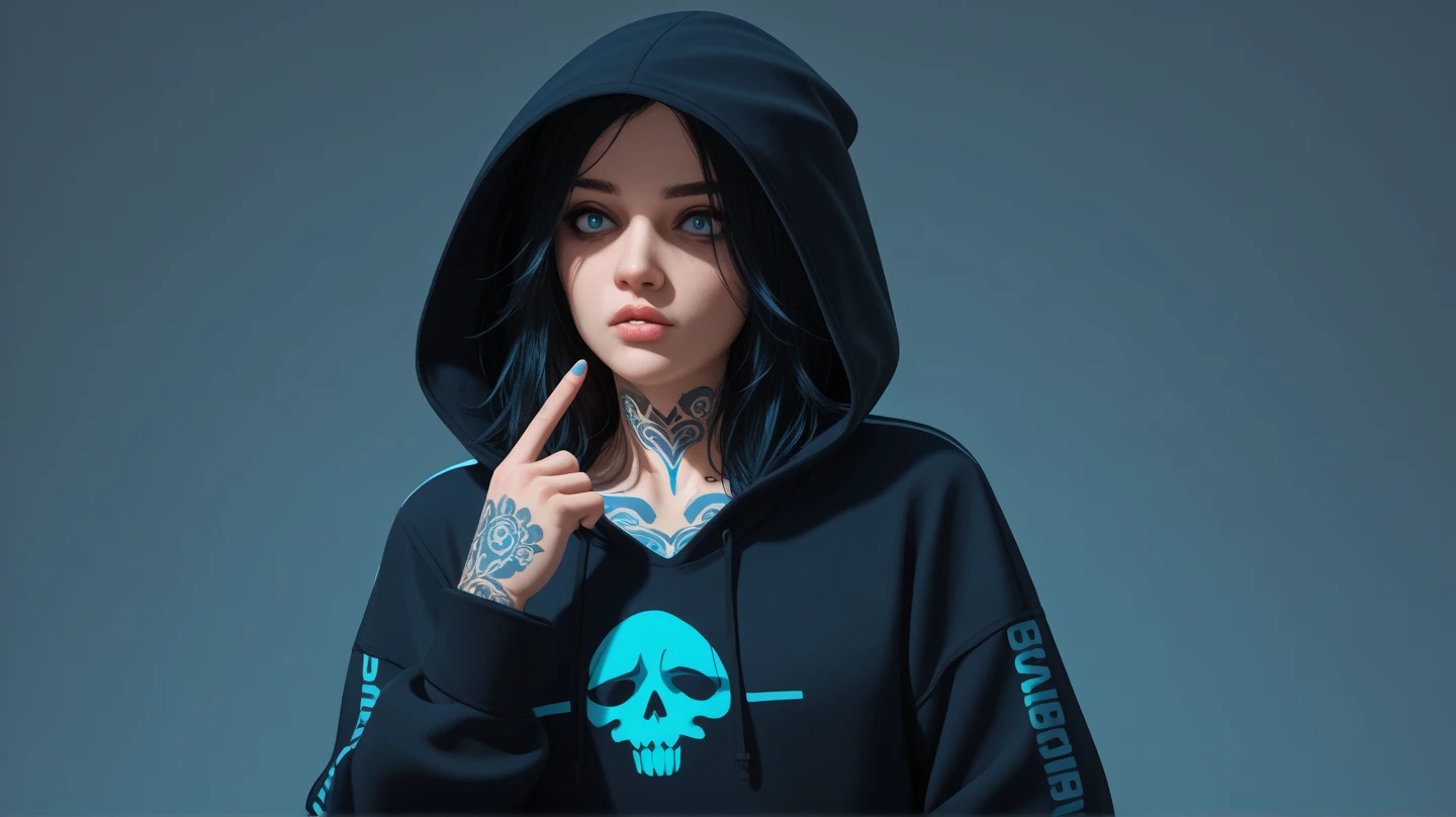 8k,outdoor,(telephoto lens,full body),gyaru,tears, slender fingers, exquisite facial features, prefect face,illustration,horror girl, tattoos, portrait of the god of death, angel of death, demon noble character design, Peter Morbach style, demon soul concept art,Cotton hoodie,unbuttoned clothes,,