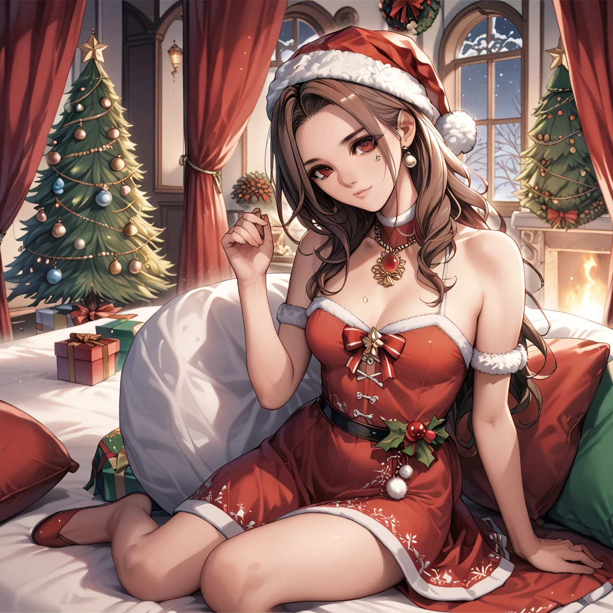 Christmas girl sitting twintails
