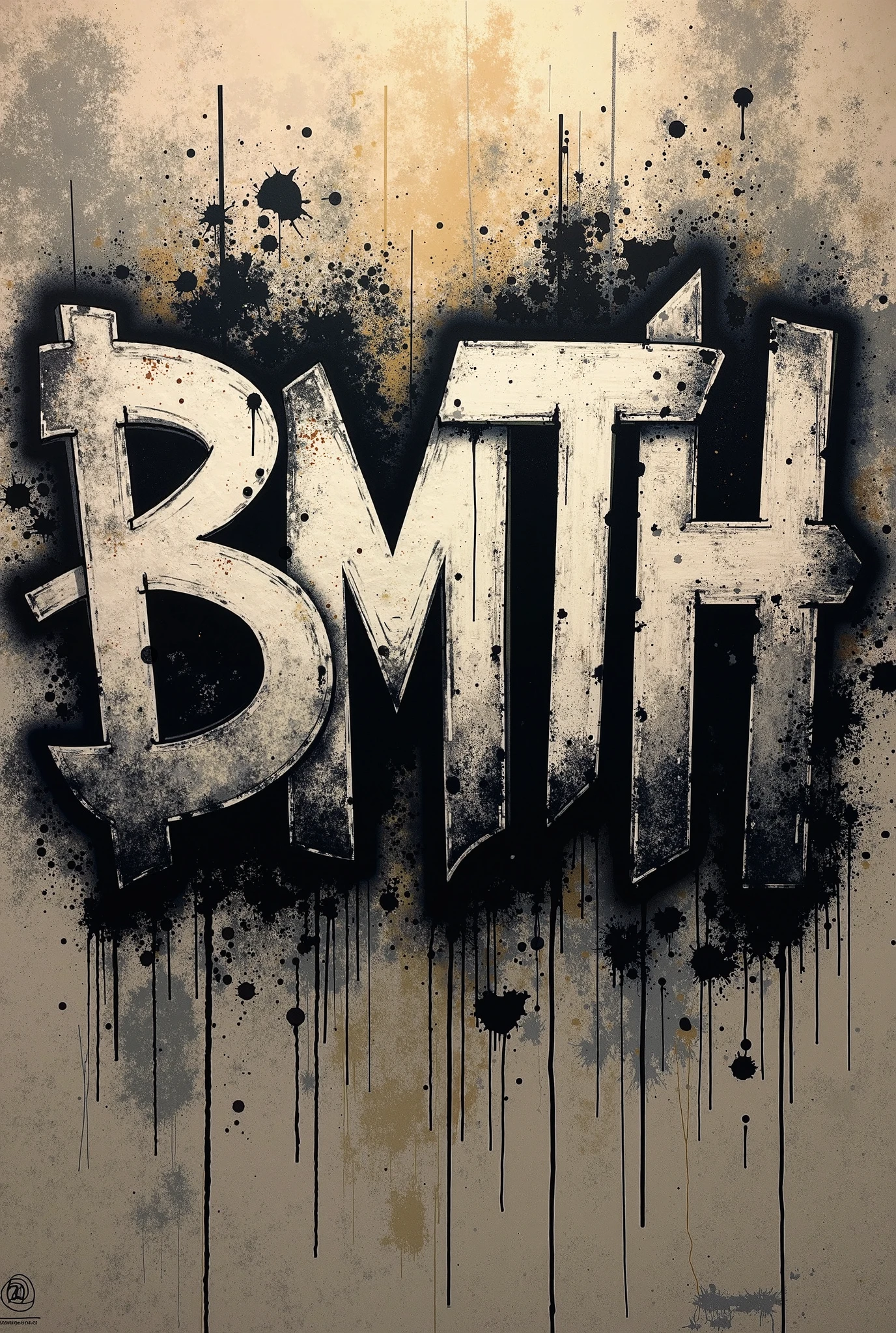 Graffiti on a wall with the word bmth written in white - SeaArt AI