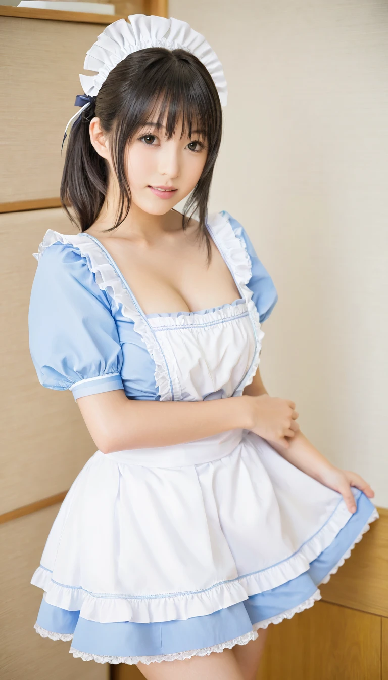 One girl,ass pov,Browsing Caution,maid Cafe, Anime Cosplay Style ,Nude photoshoot、(((Her shapely breasts are completely exposed:1.8)))、胸はRealistic,Realistic Cookie Maid Princess, Red little ribbon,Anime Costumes,(((Azur Lane,howe))),16 years old, (Japanese Girls),営業smile:1.5,, (Skin Dentition), Open your mouth:1.4,Realistic, Highest quality, photoRealistic, masterpiece, 8k, High resolution, detailed beautiful clear face, (Large Breasts),Chair,Sit with your knees up, (Spread your legs:1.5), Bust Shot, Full Face, (Professional Lighting), (Particles of light, Lens flare, Glowing particles:0.6), (), View from above,Maid Hairstyle, detailed and realistic Cookie Maid Princess,,Maid Makeup,,detailed,Shining Eyes:1.5,非常にdetailedなデザイン,Cosplay Shop,Maid uniform specialty store,Shooting from directly below:1.8,Low Angle,Maid's Hair Ornament,Ultra-Realistic Backgrounds,The whole face shines:1.4,Looking into the camera,Azur Lane,Pastry Princess,Cookie Maid Princess,Anime Costumes,smile,Exposed Skin,White Stockings