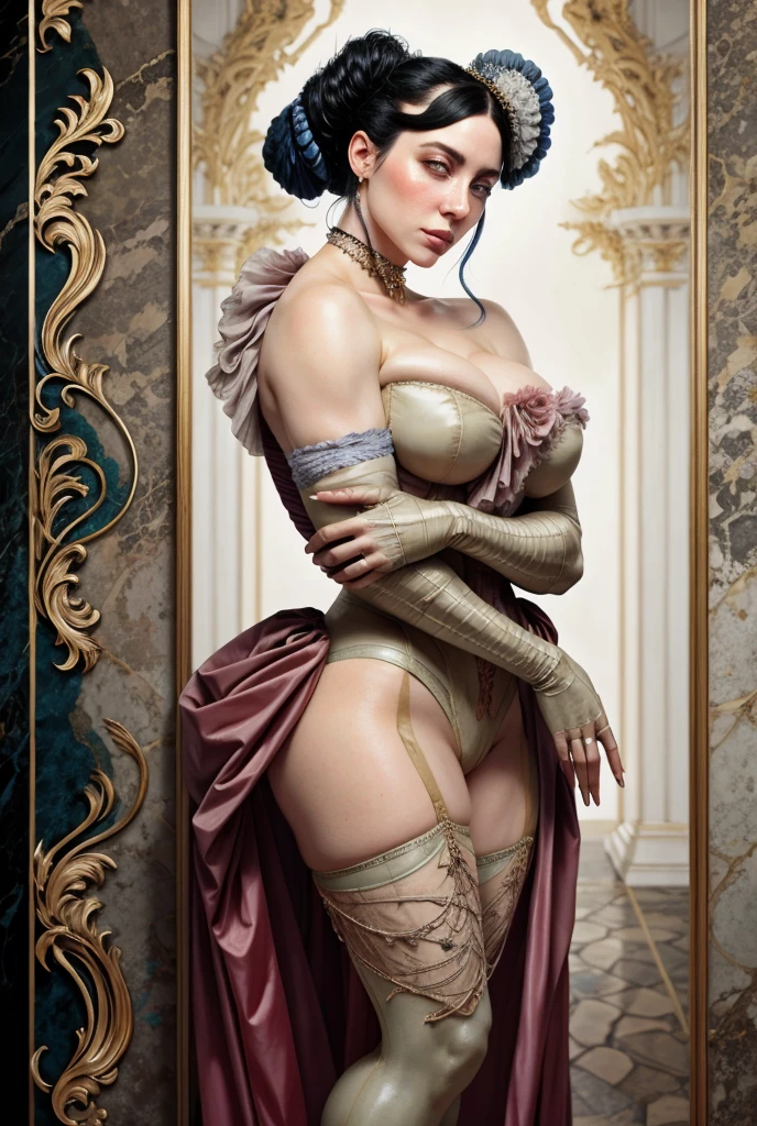 Cute Dragon girl, battle scene, pretty eyes, cool expression, short hair, full body shot, seductive, portrait quality, 8K resolution, rich details, small round face, maid, hand cupped face, rose hair accessory ,showing , fair skin, mood lighting, wearing thin transparent cloth, aperture f/1.2, beautiful background, nude, naked, seductive