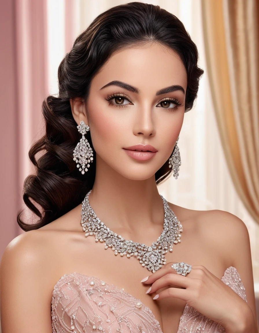 Unparalleled masterpiece, ultra realista 8k CG, Perfect artwork, ((figura feminina perfeita)), cabelos escuros, olhos vermelhos, Mature female, MILF, cintura estreita, Divindade latina, Olhando para o Viewer, postura sedutora, pose sexy, sedutor, limpo, beautiful face, Rosto puro, pale skin, cabelos absurdamente longos, (Seios enormes, NSFW, Seios para fora, Inchado ), deusa divina, pele brilhante, dentadura da pele, renda, lace trim, Roupa de pernas com corte de renda, delicate pattern, detalhes intrincados, (rico:1.4), prestige, gorgeous, luxo, Royal Palace, jewelries, gema, ouro, prata, Diamante, Brilho, safira, rubi, esmeralda, pearl, amber, obsidiana
