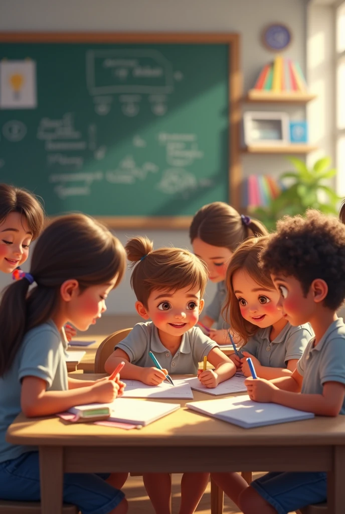 happy children learning english