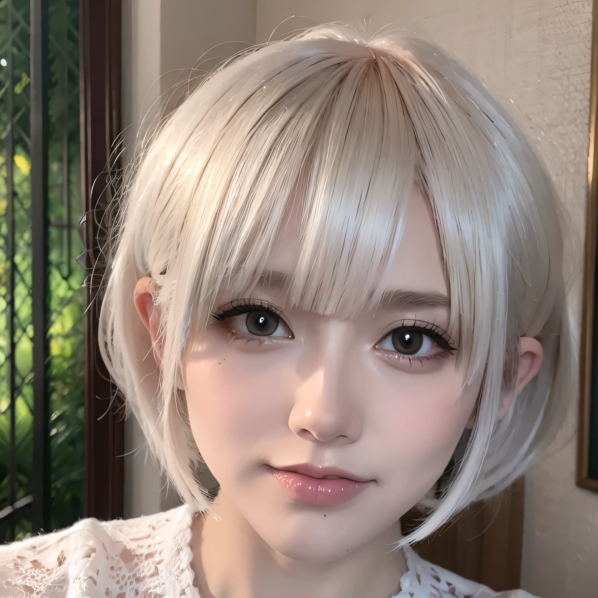 ((masterpiece:1.2、Highest quality、Tmasterpiece))、1 female、alone、classroom、Day、(Korean Idol:1.2)、(Are standing:1.4)、blonde、(Hime Hair:1.4)、Wavy Hair,Beautiful feet、((Completely naked:1.4))、(Beautiful white skin:1.4)、(Small breasts:1.5)、Hoop Earrings、lipstick、Ring Choker、blush、smile、Covered breasts、(Thick lips:1.2)、Detailed body、Very detailed絵画, Luminism、4K resolution、3D Rendering、Exquisitely crafted , Cinematic、Realistic、Hit definition、Abstract Beauty、Approaching perfection, Pure Form, Golden Ratio、Very detailed, Digital photography, Soft natural light, 50mm lens, 1 1 1.8 Vacancies、blush、Small face、(Tight waist:1.3),(albino:1.5),(anorexia:1.3),(Sickly:1.2),(Face close-up:1.4),(Short Bob:1.2),(Cabaret Club:1.2)、smile