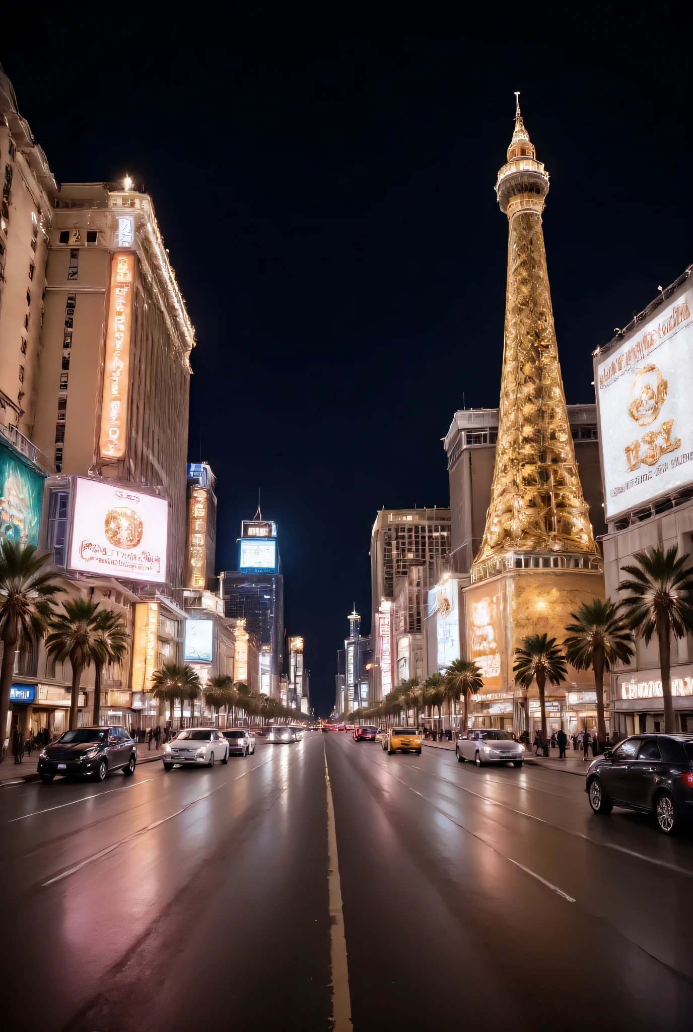 (long range:1.3), (Las Vegas strip scenery:1.5), (Las Vegas strip at night:1.5), intricate background, highly detailed background, ((very detailed)), (volumetric lighting:1.2), dark theme blank background, vivid colors, Sony Alpha 7 IV camera, 85mm lens, 32K UHD, ultra high resolution digital image, (smooth digital image), highly detailed, deep DOF