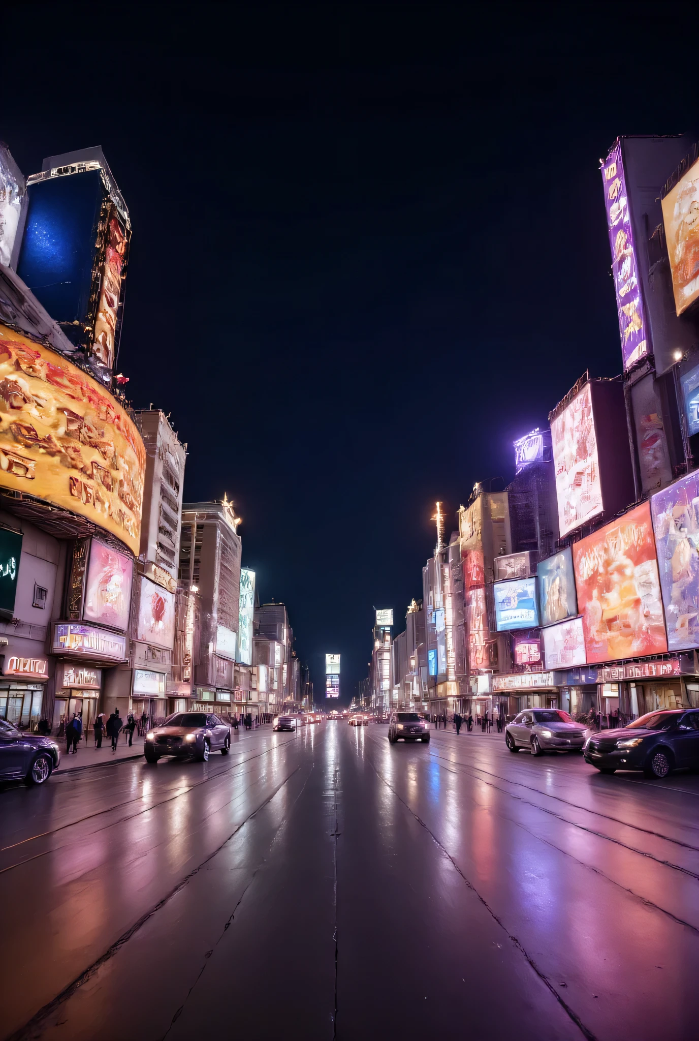 (long range:1.3), (Las Vegas strip scenery:1.5), (Las Vegas strip at night:1.5), street level, intricate background, highly detailed background, ((very detailed)), (volumetric lighting:1.2), dark theme blank background, vivid colors, Sony Alpha 7 IV camera, 85mm lens, 32K UHD, ultra high resolution digital image, (smooth digital image), highly detailed, deep DOF