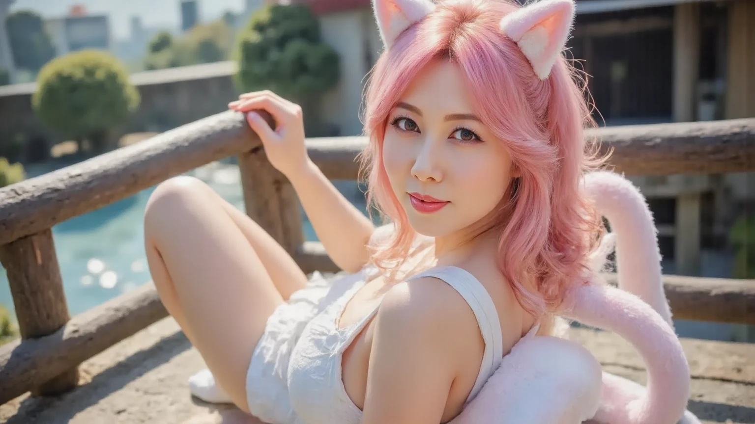 blond haired woman in pink lingerie sitting on a couch, pink fox, jessica nigri, attractive cat girl, ultrarealistic sweet bunny girl, beautiful young catgirl, very beautiful cute catgirl, portrait of japanese gyaru, the bunny has pink fur, seraphine ahri kda, nekomimi, female furry mini cute style, anime girl cosplay,(((全裸でポーズ)))