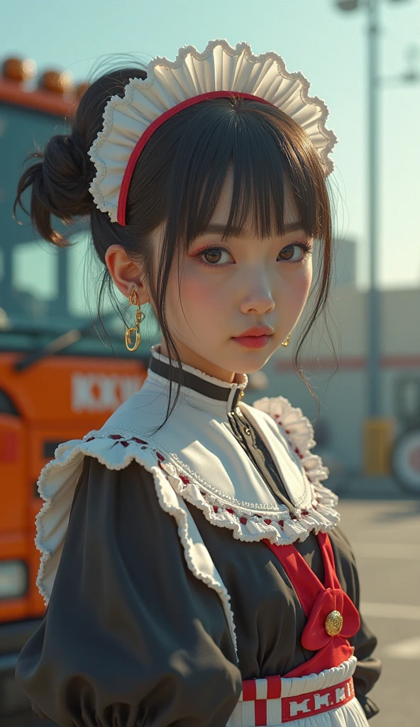 Man's daughter japanes Keep your face as it is a miniskirt Sitting on a chair Facing the front White underwear is visible