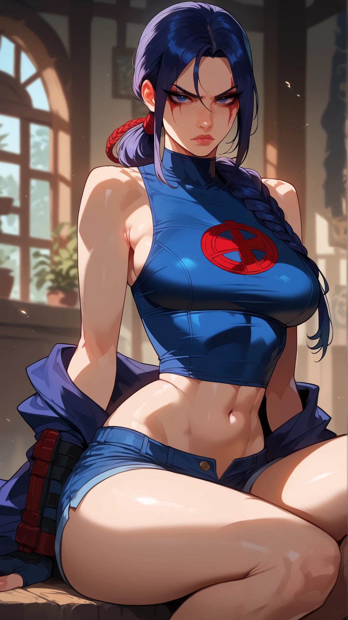 score_9, score_8_up, score_7_up, score_6_up, score_5_up, score_4_up, BREAK source_anime, a milf, mature woman, old woman, 1girl, solo, arms behind back, laying down on bed, laying back down, stomach, abs, wearing red gown, blue eyes, looking at viewer, apex legends, wattson