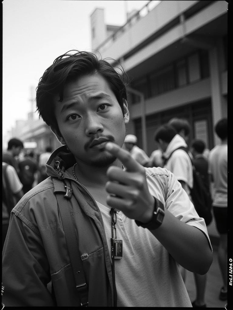1 bombed man, tearing up the Brazilian flag, (anime), bizarre scenario, This is Junji, Yusuke Murata, black and white, 8K, anime, horror
