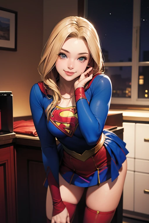 (8k, top quality, best quality, masterpiece, highly detailed: 1.2), supergirl,1girl,wearing boyfriend shirt and panties, nso wears bra and nipple narching blouse,fitmes breasts,(naked shirt, shirt puller), shy, half smile, noon, bottom