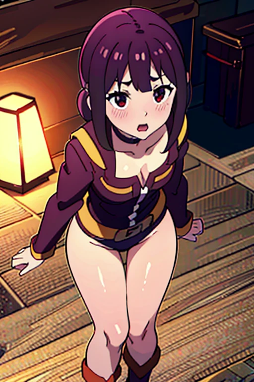 (top-quality、8K、32K、1girl in、Large breasts、perfect bodies、hyperdetailed face、Detailed lips、Thin Eyes、Torn dress、red blush、excited、The areol、in heat、sixteen years old、erectile nipple、look from down、Ultra Miniskirt、Torn costume、all-fours、Spread your legs、(No panties:1.2)、dynamicposes、Cameltoe、NSFW、pubick hair、(:1.2)、looks from behind、Raise your buttocks high
