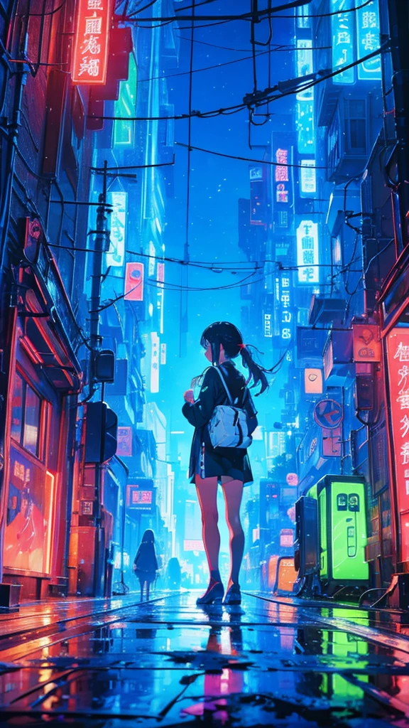  Masterpiece,   Delicate details without lighting ,  top quality,   one girl,   alone, night，Electric pole，Electric poleから光，Electric poleの下で歌う少女，( Masterpiece,  top quality),(Multiple Exposure : 1.2),
Painted print collage,Solo guitar girl （1.2），She sings ,nightの歌声，note,彼女はnoteのシンボルに囲まれています,Wearing grunge fashion,Enthusiastic, splash color ,  collage art, Modern artistic collage,Electric poleの照明がステージ照明の役割，Neon vending machine， Blue and Red Lights , building，nightでの歌,  long hair, null, , 雲y null, , bird,   GREEN EYES,   shorts, day,   barefoot,m， Paint Collage，  minimalist、 Amazing Picture Quality ， best detail， high definition，