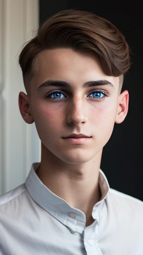 Ultra realistic portrait of a s old, recorded in the early 1990s, wearing teal patient gown, brown eyes
