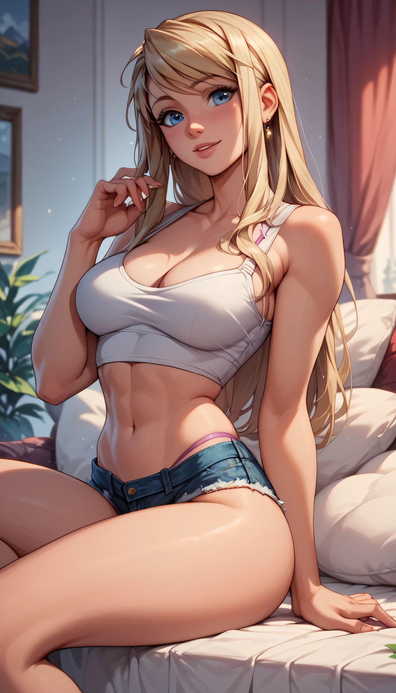 un primer plano de una mujer con una camisa blanca y guantes negros, cuerpo sexy, Sexy cuerpo caliente, Cuerpo perfecto, fantastic body, hermosa parte superior del cuerpo, chica anime seductora, chica sexy, diosa rubia, cuerpo sexy and face, cuerpo hermoso, cuerpo atractivo, cuerpo hermoso and face, cuerpo sensual con vientre sexy, photorealistic Cuerpo perfecto, cuerpo suave