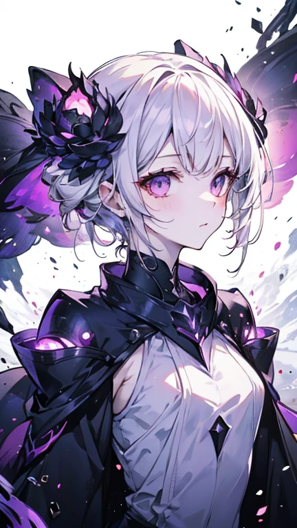 1girl, anime, cute girl, blank background, white background, fantasy, detailed fantasy dress with highlights, beautiful face, beautiful eyes, dark colors, black hair with multicolor streaks, red eye with different color pupil in eye, multicolor eye, medium breasts, slight cleavage, beautiful skin, cute, breast curtains, extremely delicate and beautiful, (beautiful detailed face:1.0), (detailed deep eyes), symmetrical breasts, deep eyes, shiny skin, portrait, slender waist, hips wider than shoulders, thighs, expressionless, young girl, luminous eyes, adorable,(Kpop idol),(aegyo sal:1),(Platinum blonde hair:1),((puffy eye)),Black panty,sexy posture,Superskirt, Ultra-high resolution,Black collar,slim figure, Abdominal y tattoo, womb tattoo,Tight-fitting leg ring,y tattoo on half-body,Bare skin, Armored hand,Hidden fingertips,Hand covered,Arm covered,Fist covered,{{beautiful detailed fingers}}, tufts of hair, moderate beautiful breast:1.0,(masterpiece:1.2), best quality, high-res, HDR, perfect face, intricate armor, delicate blue filigree, intricate filigree, red metalic parts, detailed part, dynamic pose, dynamic lights, cute face, neutral expression, shuimobysim, lotus, hanfu, maxi skirt, dress conservatively 1girl, solo, long blue hair, standing, One lady,14years,((White hair) ,((Normal breasts)), (Shiny purple bodysuit with microskirt),((Fantasy, Moon Night)),High definition RAW color art, Animation,sculptures, Silver Marble Skin, (((Ultra detailed elegant))), Magical atmosphere, Detailed skin, Texture,(Intricately detailed, Fine detail, ultra-detail art), depth of field, Bokeh, Silky Touch, Hyper Detail, Matte Drawing, sparkle background, (purple neon), beautiful eyes, elegant face,