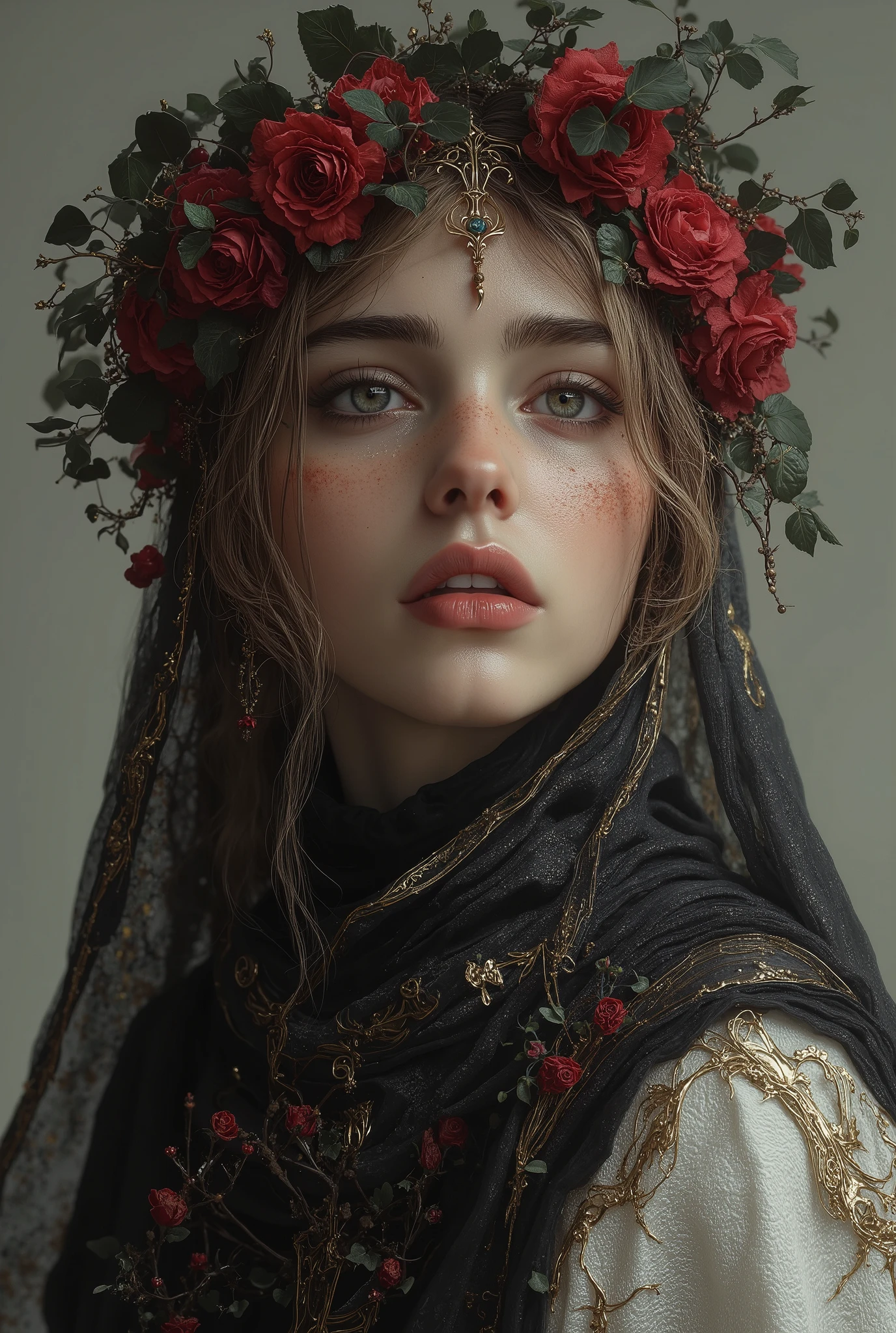 Italian beautiful girl, ultra-realistic , A vivid portrait),(Prompt B:beautiful and dreamy landscape painting),(Prompt C:Dark and gloomy abstract painting)