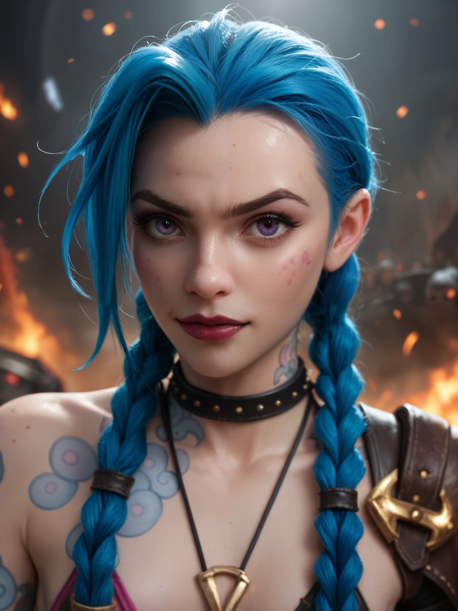 League of Legends Jinx in a foggy cabin