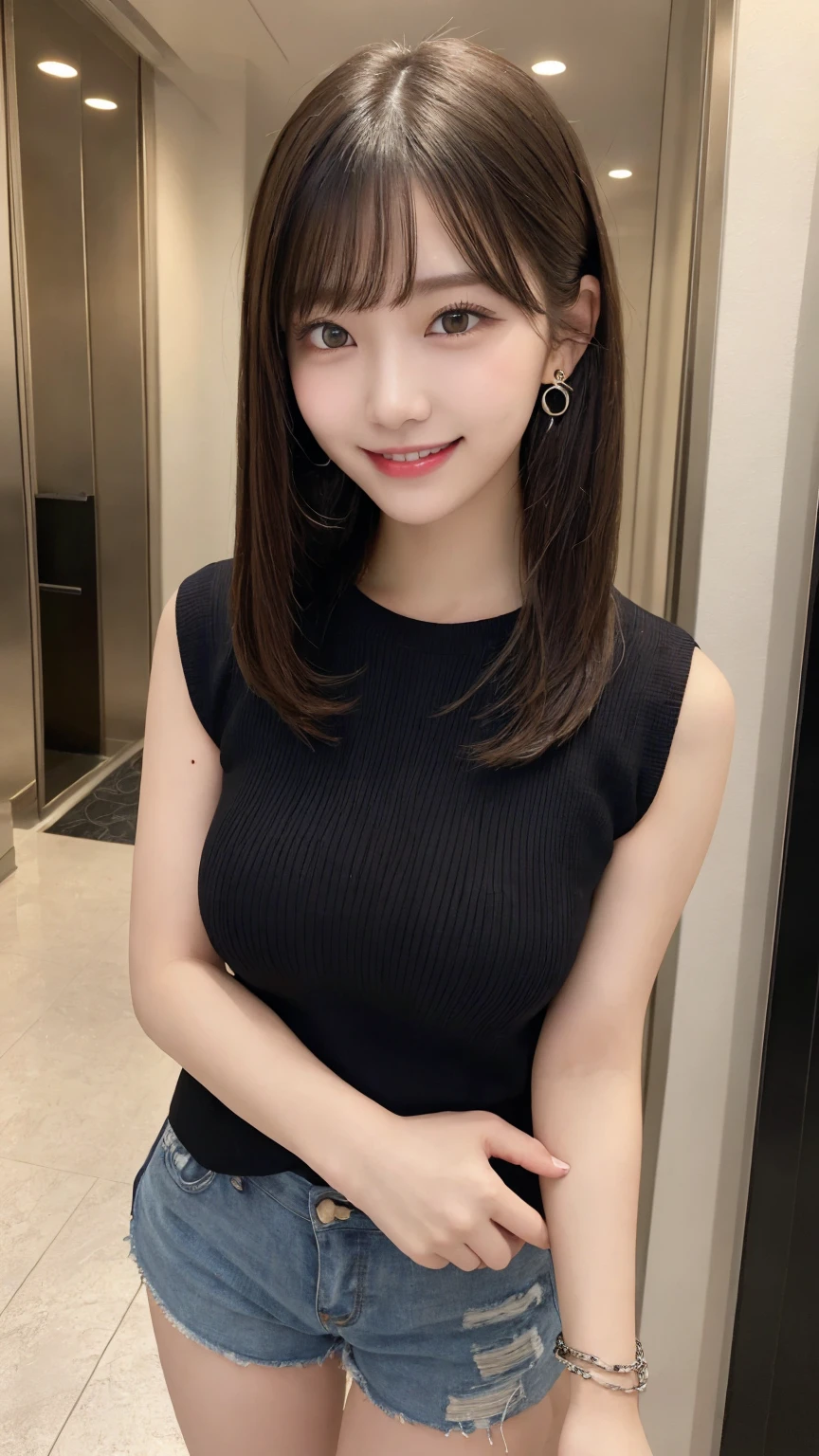 table top, highest quality, shape, Super detailed, finely, High resolution, 8k wallpaper, 完璧なダイナミックな構shape, beautiful and detailed eyes, Trendy Women's Winter Fashion,ponytail,small breasts natural color lip, sexy pose,smile,Harajuku、20 year old girl、sexy look for the camera