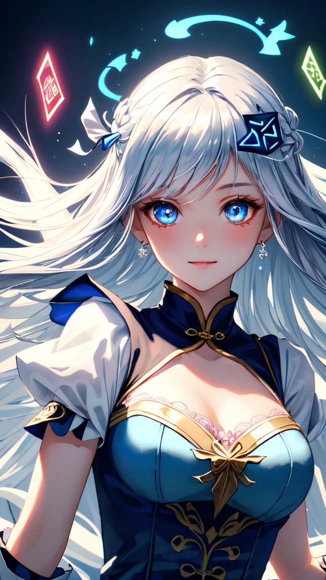 4k quality:1.2,One girl,A sense of depth,Confused,Capture the light,so beautifulイラスト,((white,Long Hairstyles:1.3)),Dark eyeshadow,(((4K,so beautiful,In detail,blue eyes))),Bright red lipstick,Gothic ta,;is,Beautiful and delicate hair