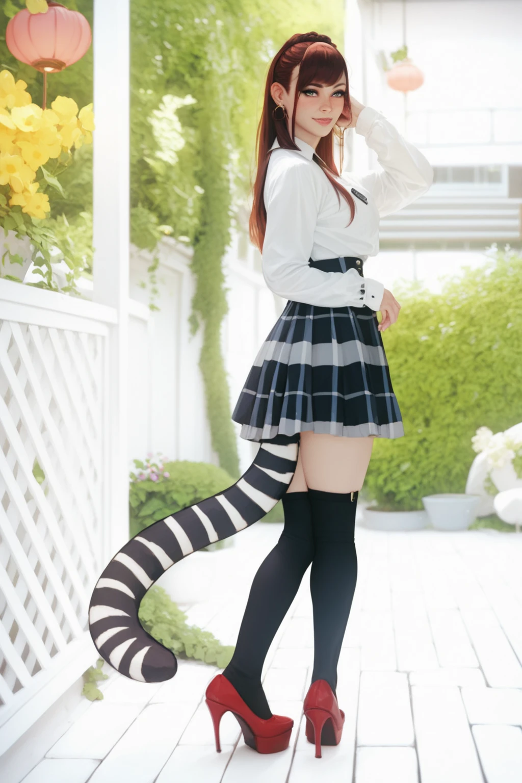 Three points block R18 Catwoman Black hair Aqua blue eyes Blue headband with tail with cat ears Teenage school uniform cat palm masturbation