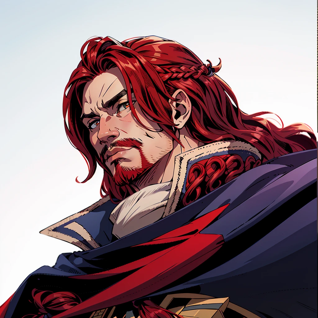 muscular handsome man with red hair and beard, green eyes, dynamic pose, sword, knight, realistic, masterpiece, high resolution, (luminous particles: 1,3), moonlight, lens flare, (cinematic light), illustration, royal family, [: (detail face: 1,2): 0,2], detailed, detailed clothing, (detailed background: 1.3), dynamic pose, 30 years old