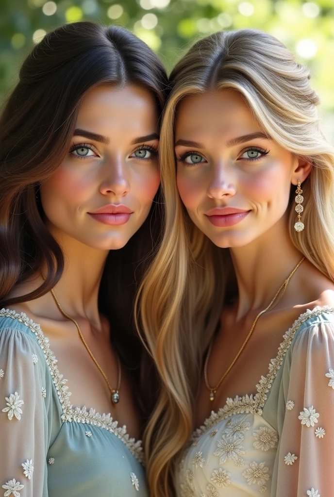 personagem de livro cabelo loiro claro, liso e curto, tem 2 amigas, sentadas no jardim e boca sorrindo, a pele clara, olhos castanhos, 30 anos