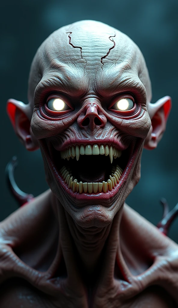 A troll face with red laser eyes