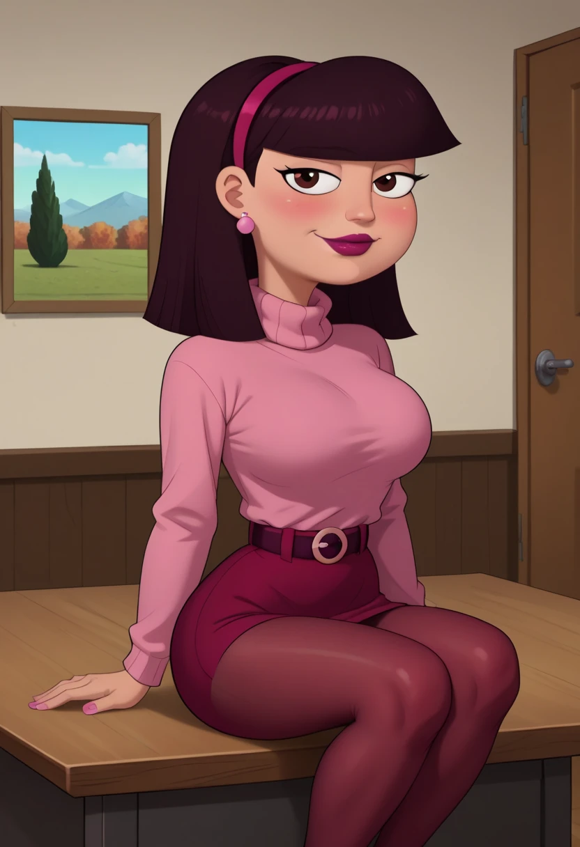 Penny Proud:1.3, futanari,pau futanari:2.0, huge cock dress:2.0, long cock:2.0,cock giants:2.0,cock colossal:2.0, brown skin, Bblack hair, glad:1.1, public, sitting on the chair, Masturbating madly, cumshot in public, ahegao