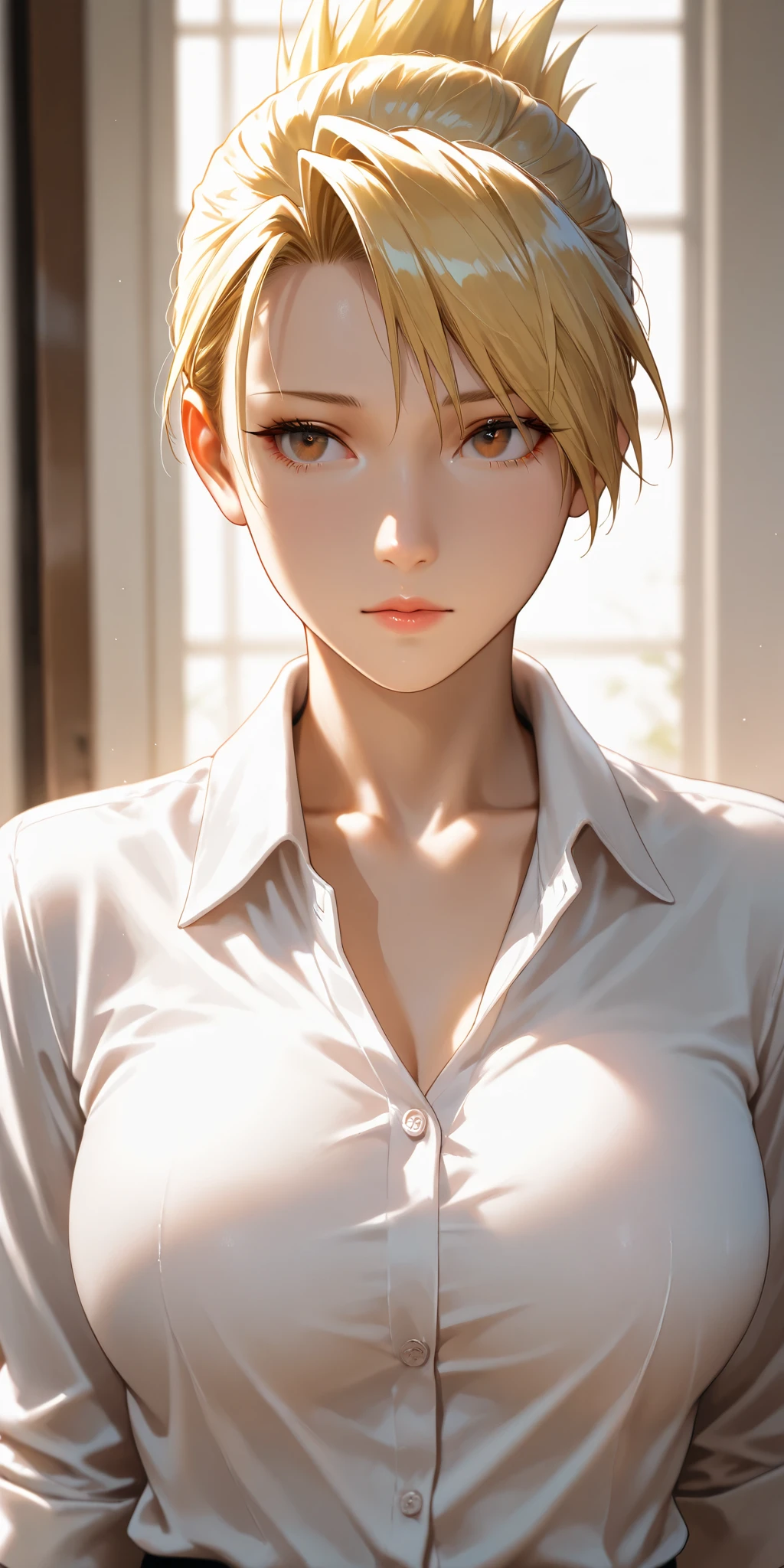 (absurdres, highres, ultra detailed), detailed face, perfect face, perfect lines, perfect eyes, enlarged textures, detailed eyes, 1woman, (beautiful, mature woman, (( blond hair)), green eye, ((pixie cut)),((parted bangs)),25 years old, slender body, Bullish gaze), 1man, ((messy hair, (black hair's guy), slant eyes, A man in his 20s with a cool expression, Handsome, tall muscular guy, broad shoulders guy), A woman is sitting on a man's lap, A man is smelling a woman&#39;s hair, Couple, romantic, sweet, romantic scenery, Cinema Lighting, Cinematic landscape, romantic, Soft Light, wallpaper, Expanding Landscape, smile, looking away