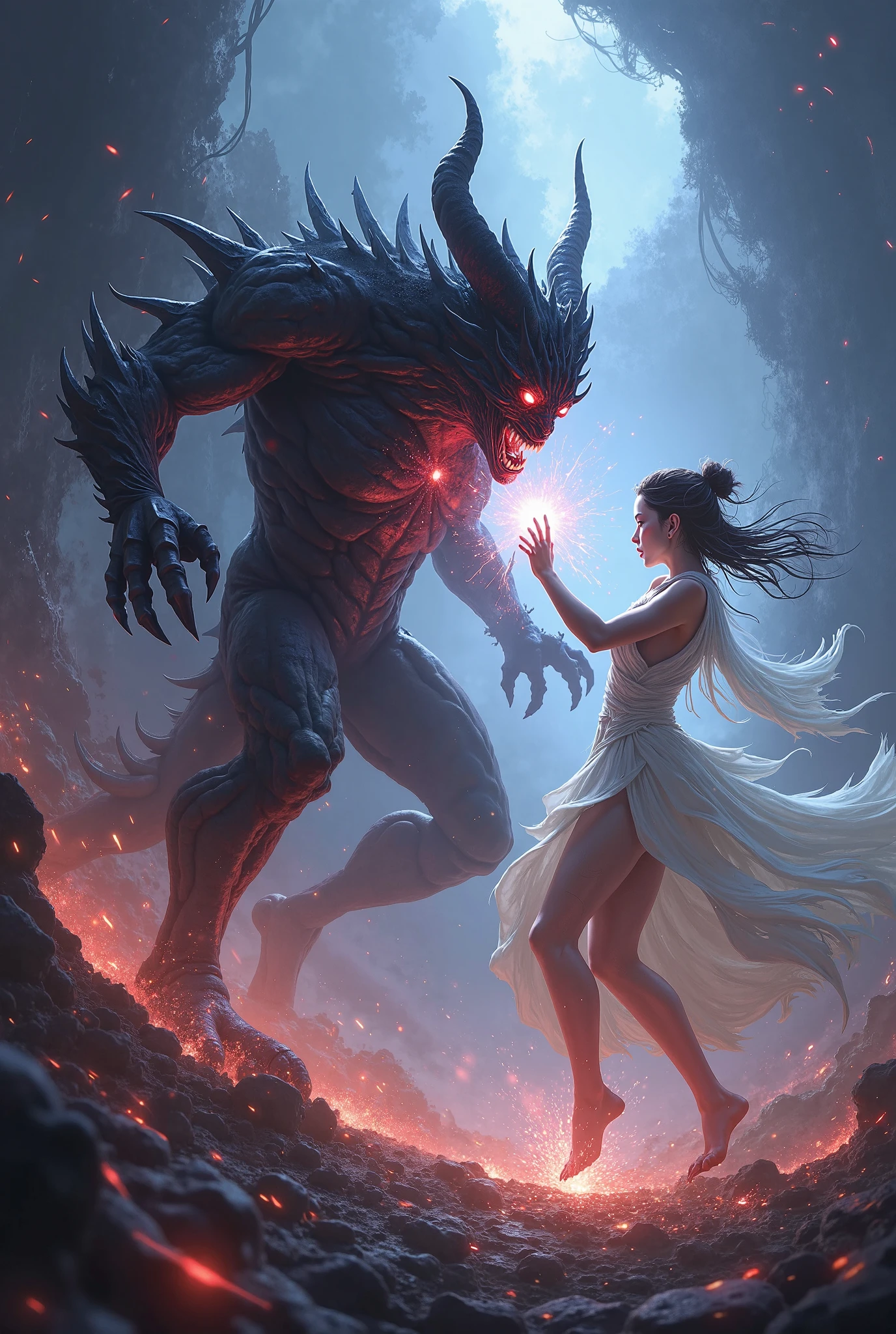 Girl fight the demon with super power