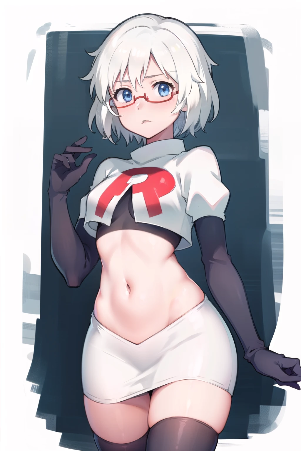 (Super detailed、Ultra-high resolution、Detailed Background)、((Flat Color))、((colorful))、((浮かぶcolorfulな水))、One female secretary in the office、body paint、Pop tattoo on belly、Big Breasts、Sexy Random Pose、Angle view from below、
(Medium Hair、Silver Hair、hair ornaments、Glasses)、Beautiful blue eyes、Beautiful red lip、(Playsuits、Extremely Small Racing Bloomers、choker）、Sexy uniform showing the underside of the chest）、(((Underboob)))、TWICE&#39;s Tzuyu&#39; on pause、（fun、smile、A rich expression）、cameltoe、Plump nipples