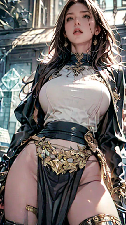 ((Unreal Engine 5)), Realistic Rendering, Excellent, lights on suit armor, (Yoga Pants), looking on viewer, posing walkdown on street, beautiful face, makeup, (photorealism:1.2), ultrarealistic uhd face, (huge fake boobs:1.4), (gigantic breasts:1.1), (muscle abs), (big butt), (wide hips), (thick thighs), slim waist, hourglass figure, half body, ((glowing skin)), ((shiny skin)), Realistic body, ((she is sexy)), ((clean skin)), photorealistic, bokeh, motion blur, masterpiece, highres, 1080P, super detail, textured skin