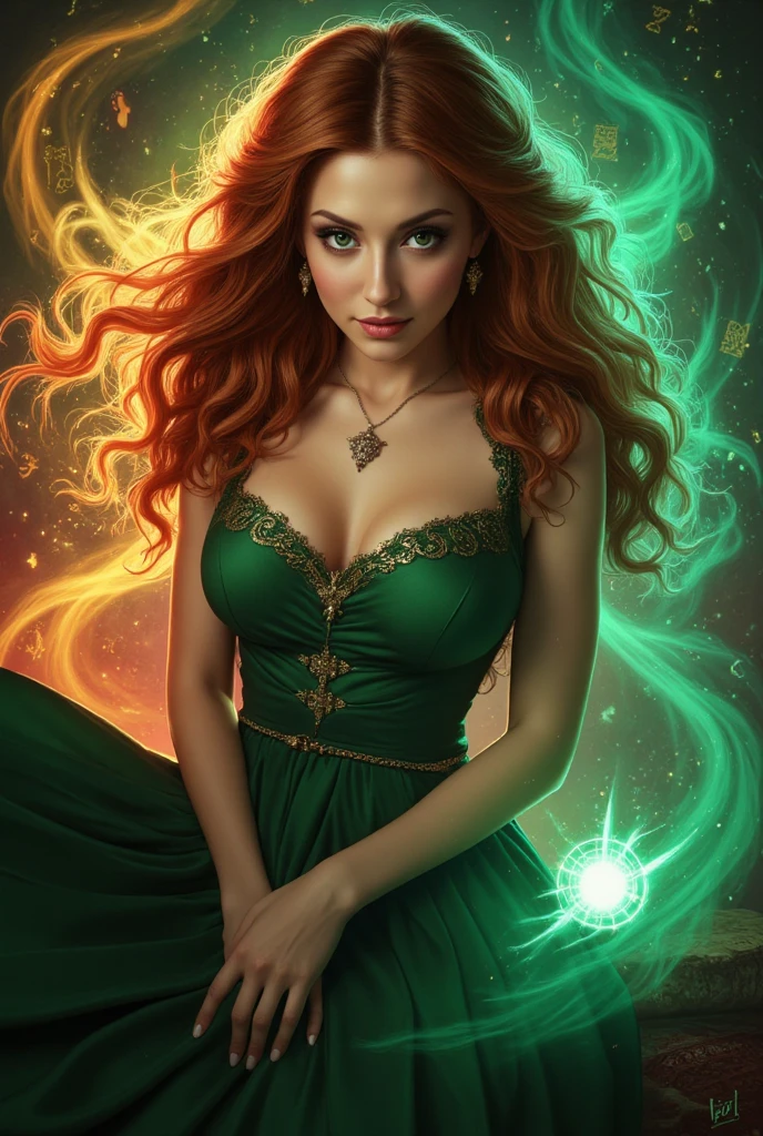 A black woman with red hair and light green eyes, wearing elegant party clothes, with scattered contours and white background, intricate details, low key, watercolor, splash