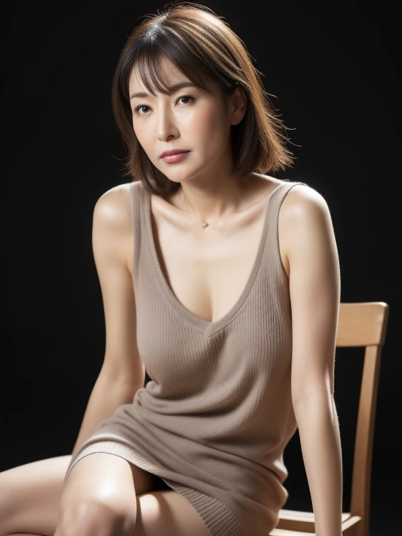 (8k, RAW Photos, highest quality, masterpiece), One girl, The most stylish women in the world、reality、 Fine grain, Detailed face,In underwear、Spread your legs、Dark Orange Filter