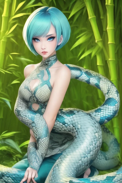 Magic fantasy small snake, Awesome, com cores arco iris brilhando, destaque a serpente de corpo inteiro, she is friendly and nice