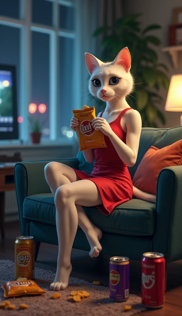 Sexy cat eating pizza, drinking wine and reading a book
