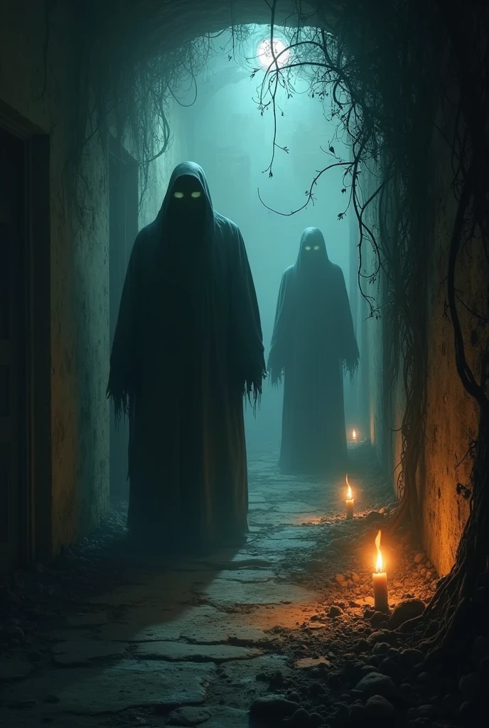 Deformed ghosts, creepy, haunting the mansion at night